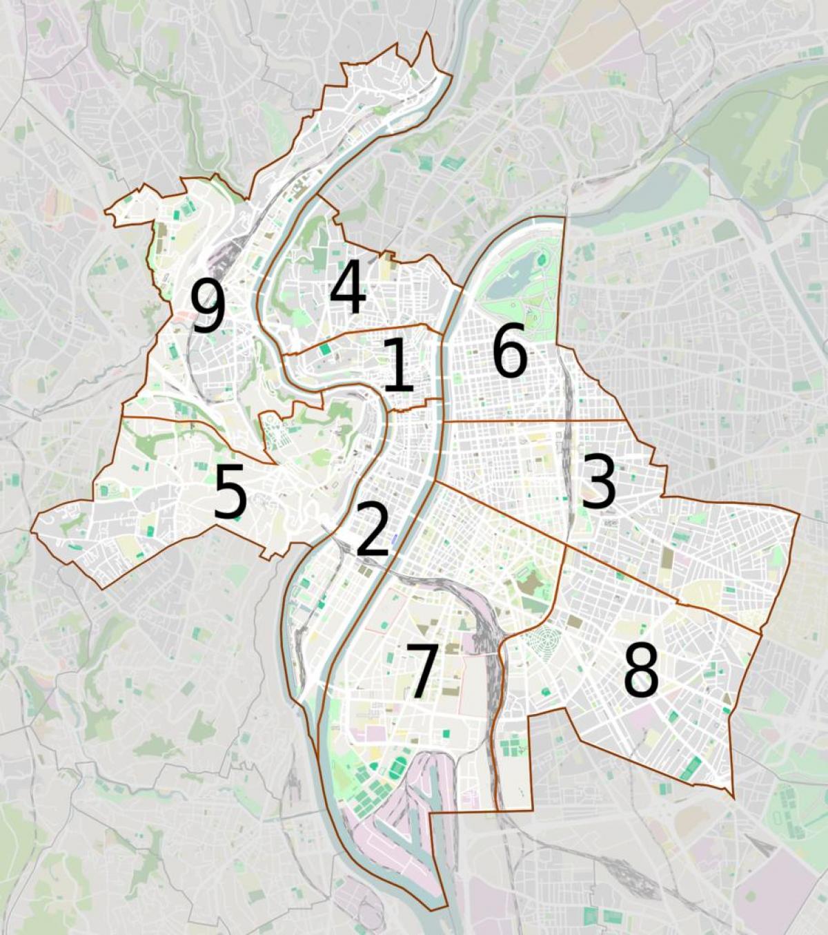 ramani ya Lyon arrondissements